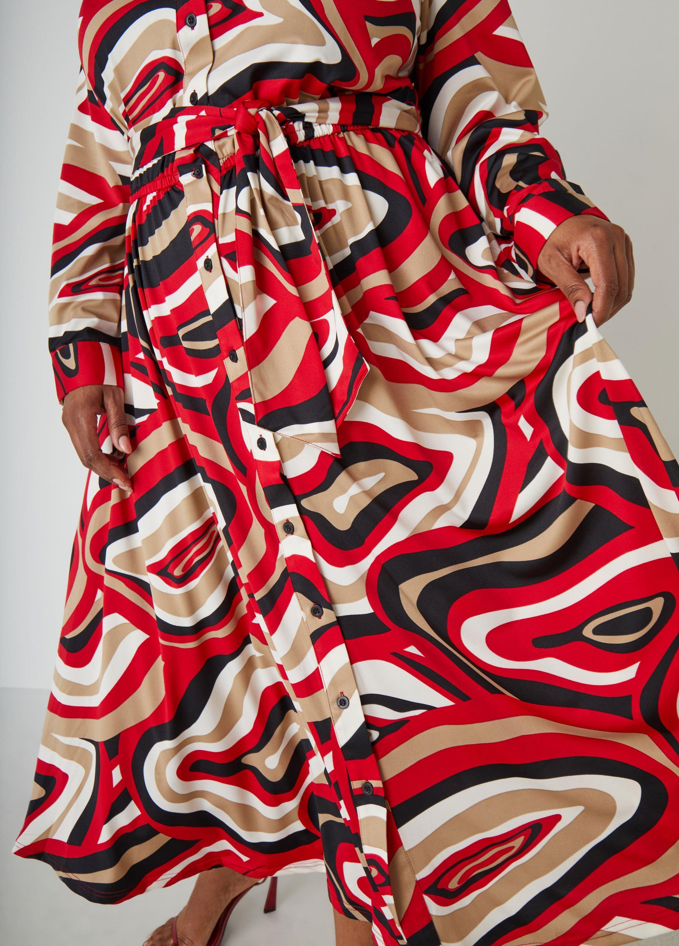 Swirl Print A Line Shirtdress Product Image