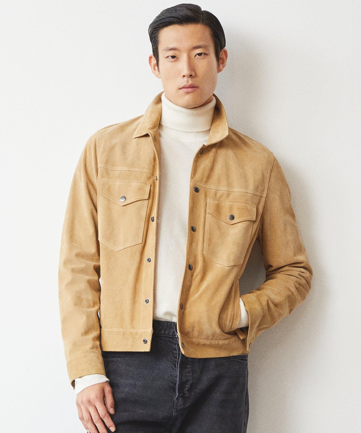 Italian Suede Snap Dylan Jacket in Cappuccino Product Image