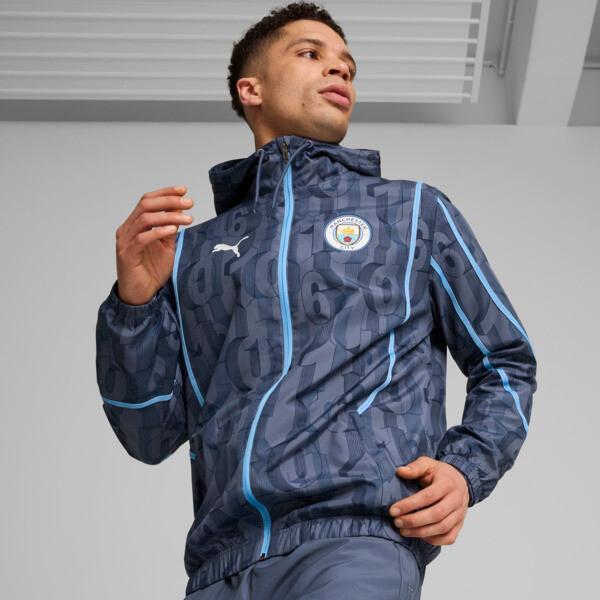 PUMA Manchester City Pre-Match Men's Woven Jacket in Inky Blue/Team Light Blue Product Image