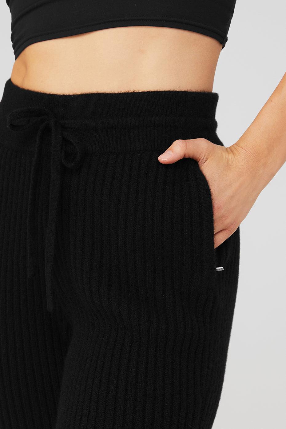 Cashmere Ribbed High-Waist Winter Dream Flare Pant - Black Product Image