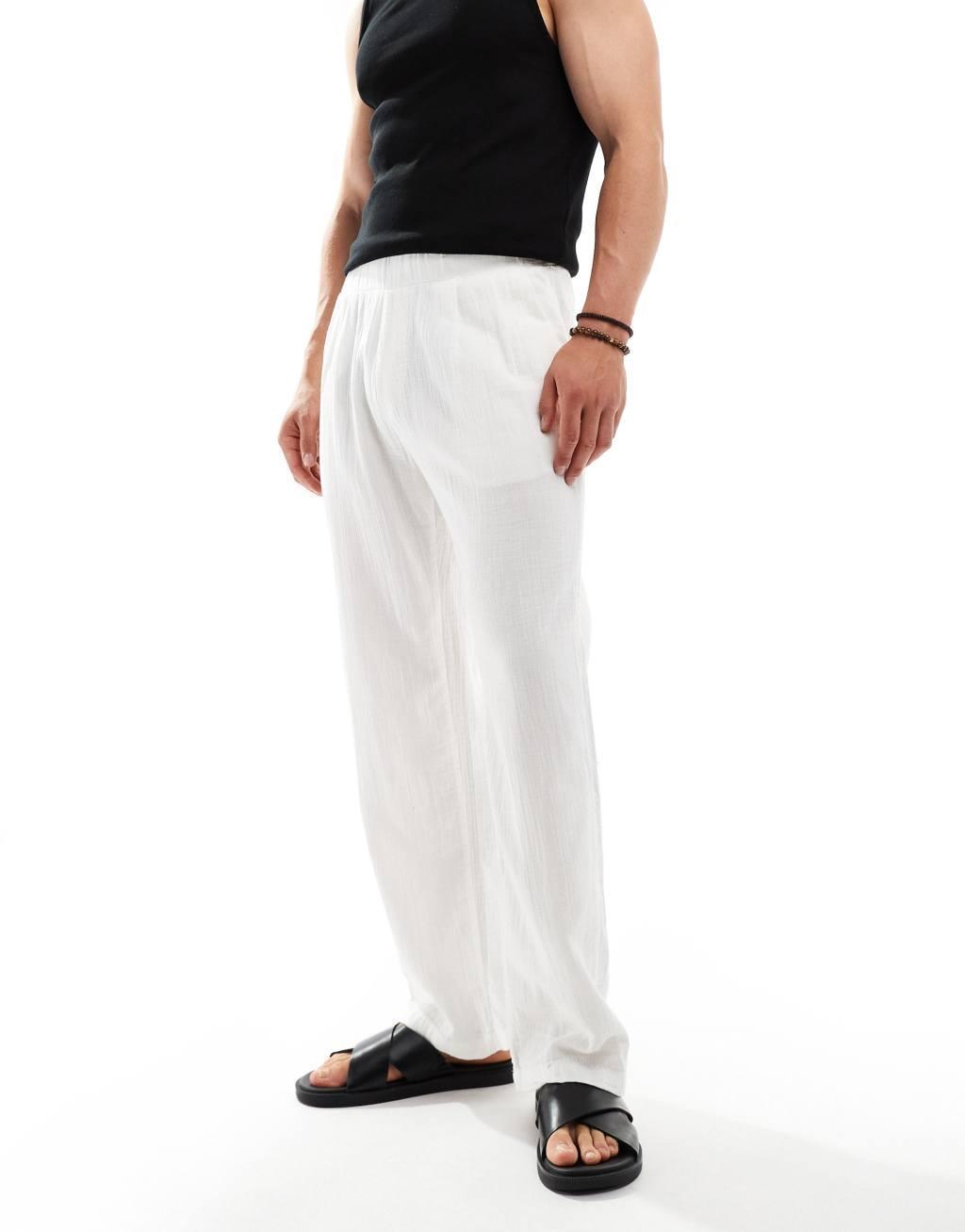 Bershka textured pants in white - part of a set Product Image