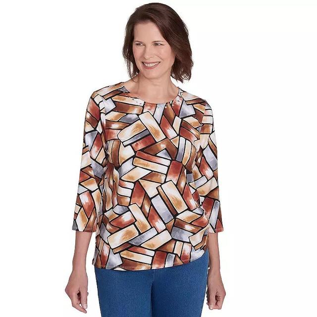 Womens Alfred Dunner Color Block Three-Quarter Sleeve Top Product Image