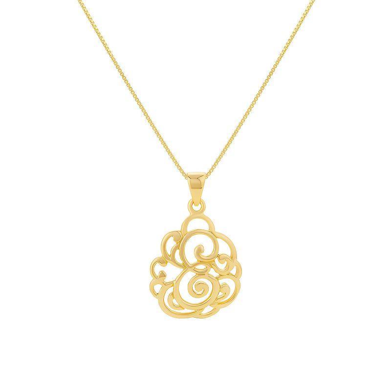 PRIMROSE Sterling Silver Monogram Initial Pendant Necklace, Womens Gold Tone U Product Image