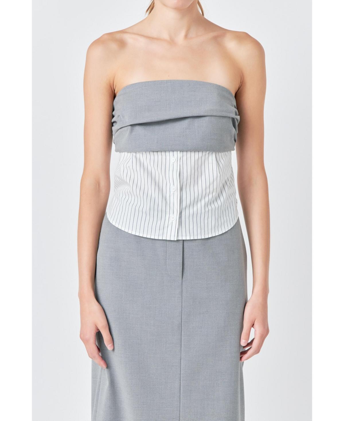 Grey Lab Womens Strapless Shirt Top - Grey Product Image