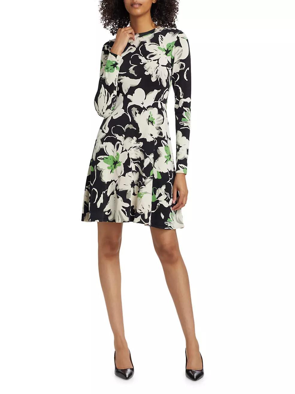 Floral Print Long-Sleeve Minidress Product Image