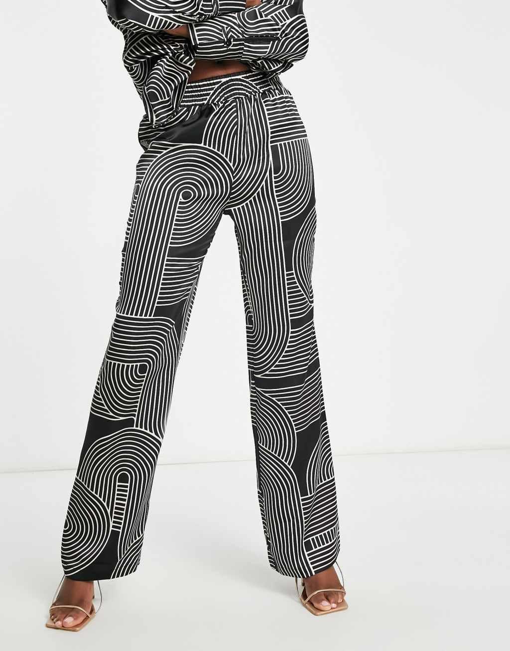 4th & Reckless printed satin pants in multi - part of a set Product Image