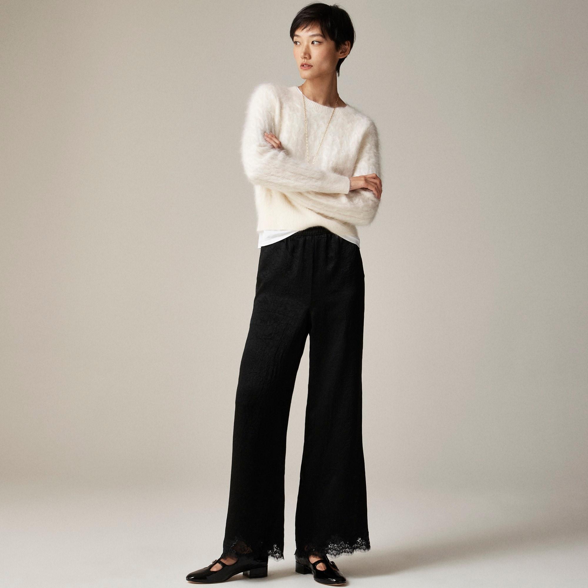 Stratus lace-trim pant in textured satin Product Image