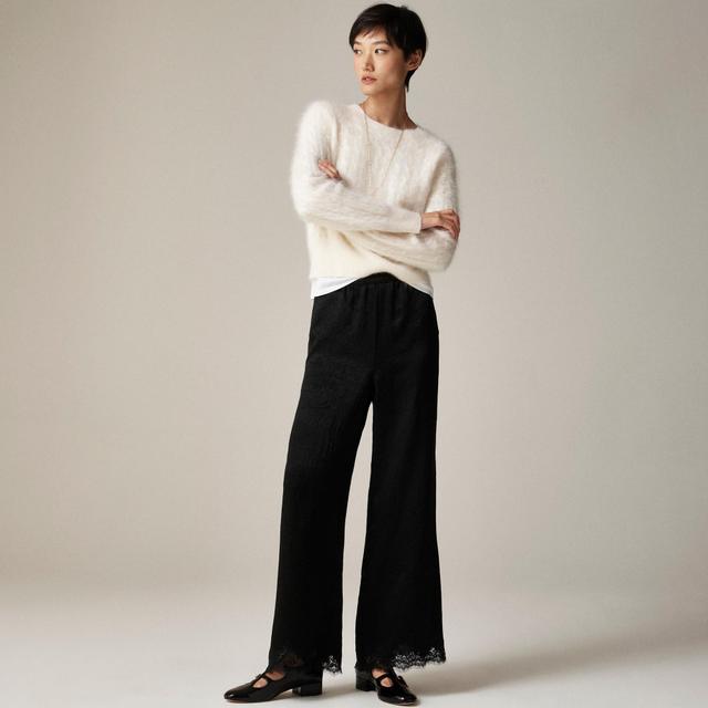 Stratus lace-trim pant in textured satin Product Image