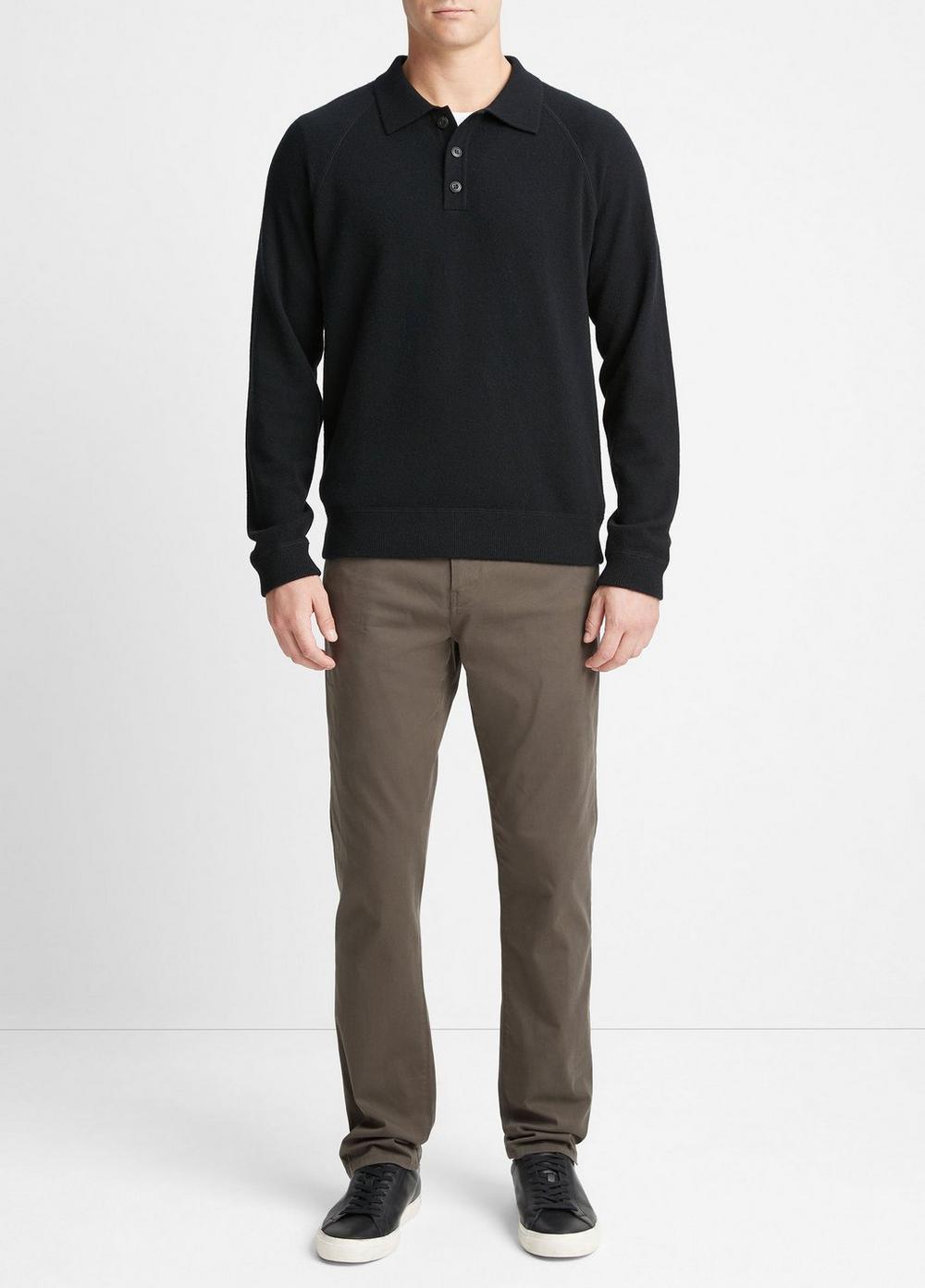 Cashmere Long-Sleeve Polo Sweater Product Image