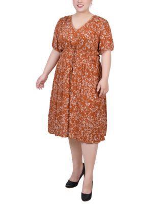 Plus Size Short Sleeve Puff Sleeve Dress Product Image