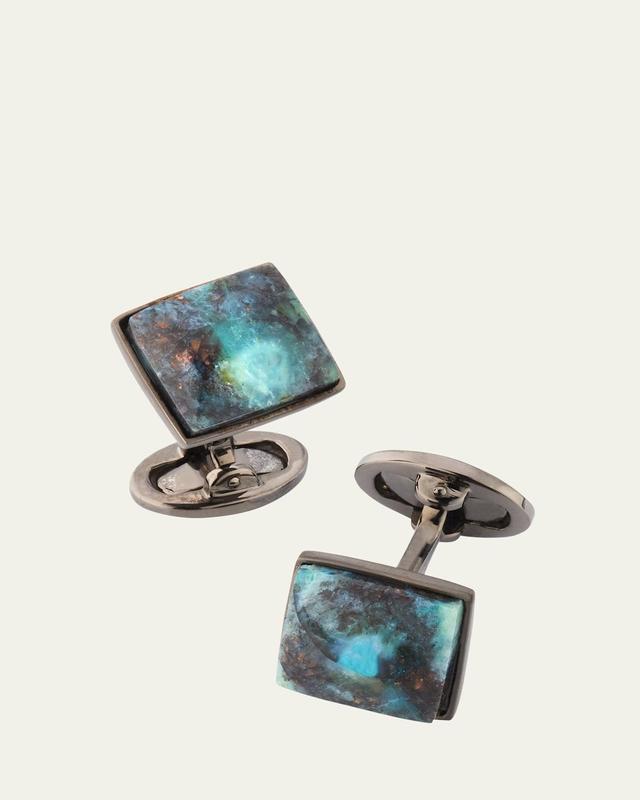 Mens Hells Canyon Petrified Wood Black Ruthenium Cufflinks Product Image