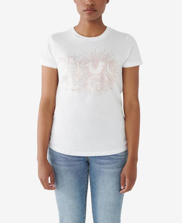 True Religion Womens Short Sleeve Crystal Slim Crew T- shirt Product Image