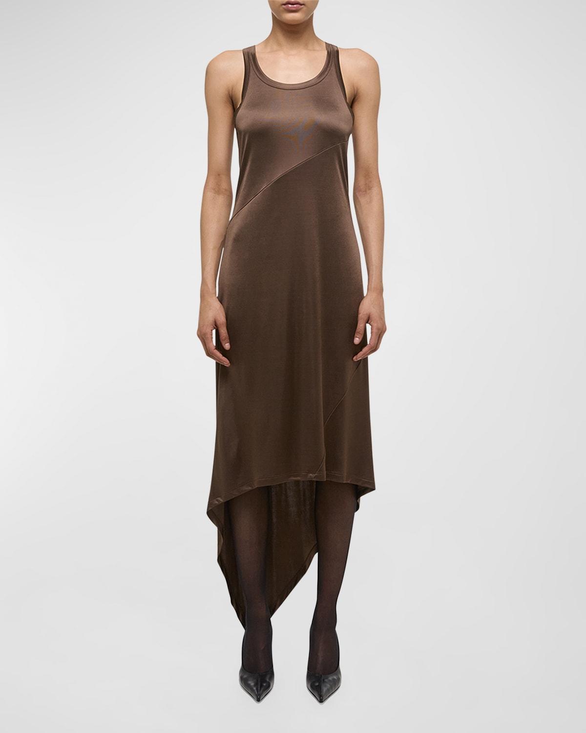 Womens Jersey Asymmetric-Hem Sleeveless Maxi Dress Product Image