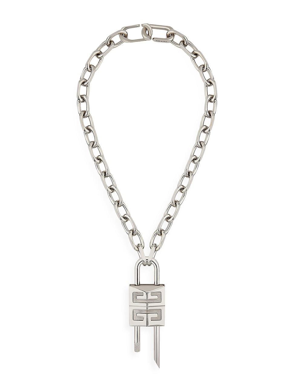 Mens Medium Lock Necklace in Metal Product Image