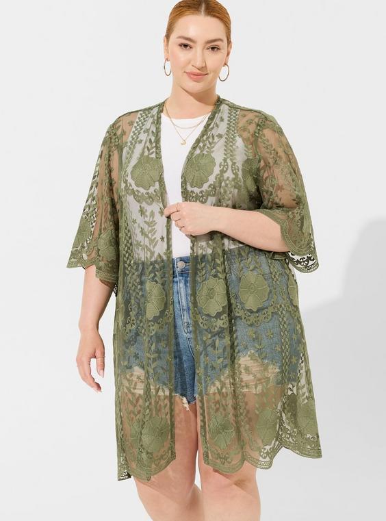 Mesh Crochet Lace Kimono Product Image