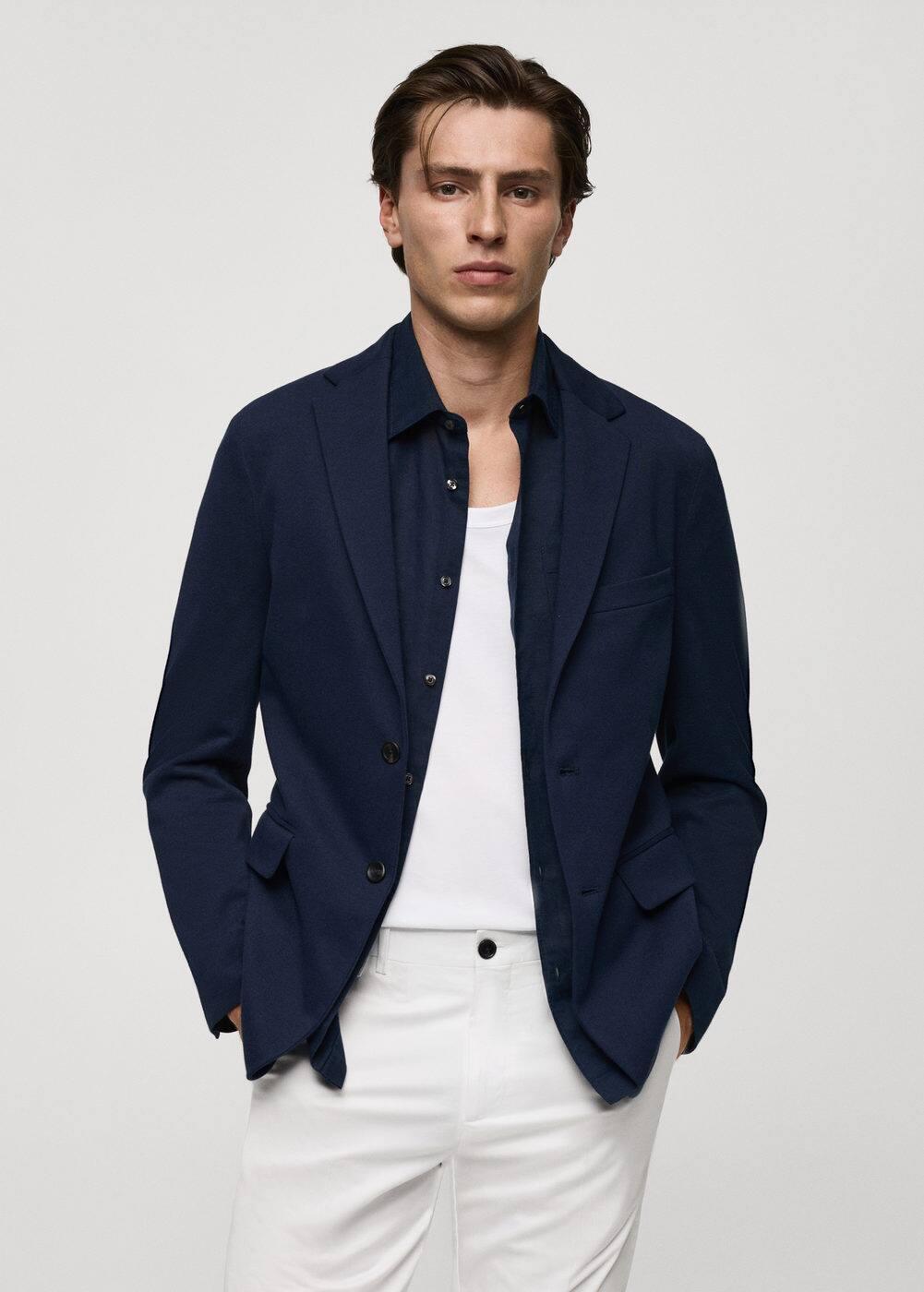 Structured slim fit cotton blazer - Men | MANGO USA Product Image