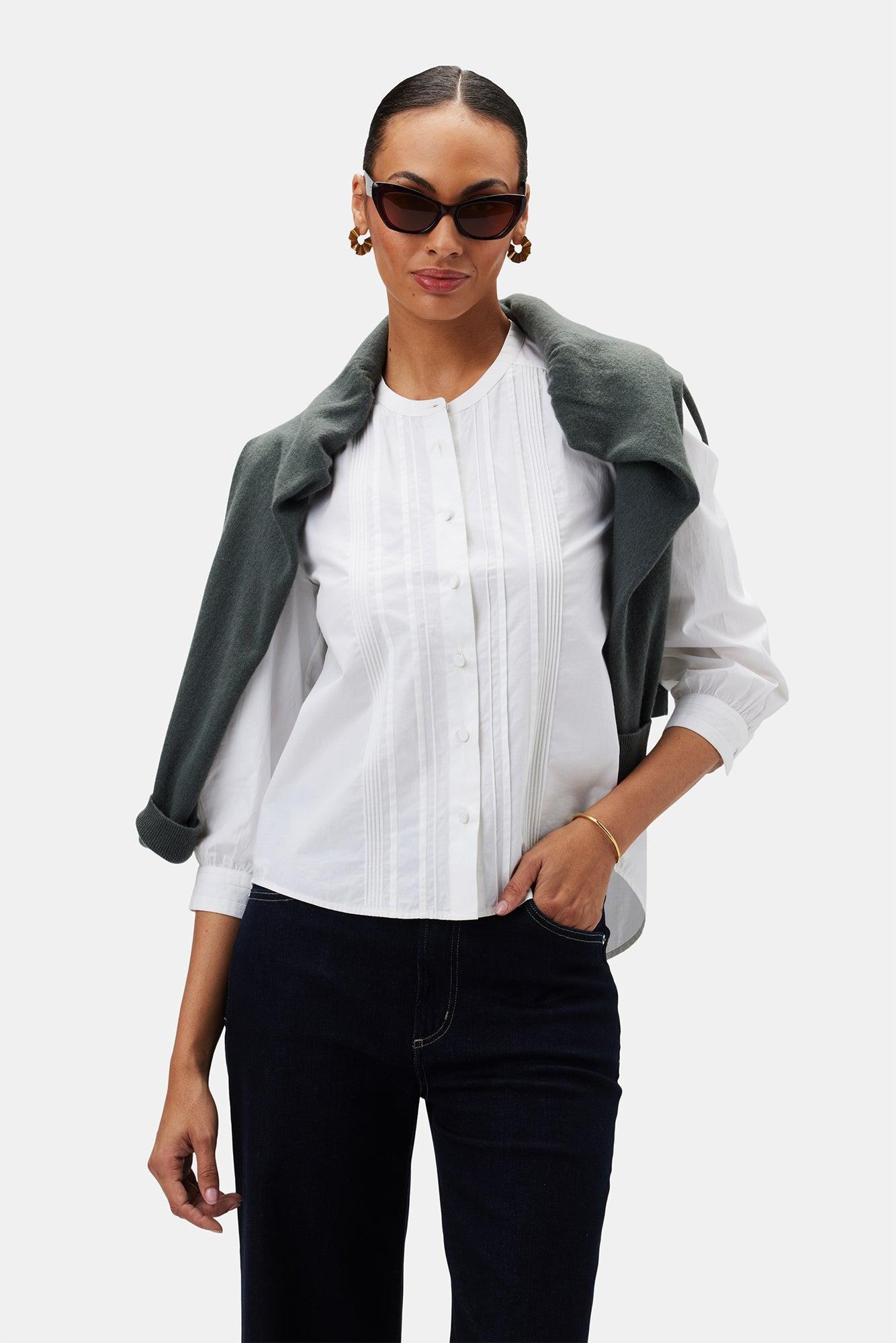 Charlotte Organic Cotton Poplin Blouse - White Product Image