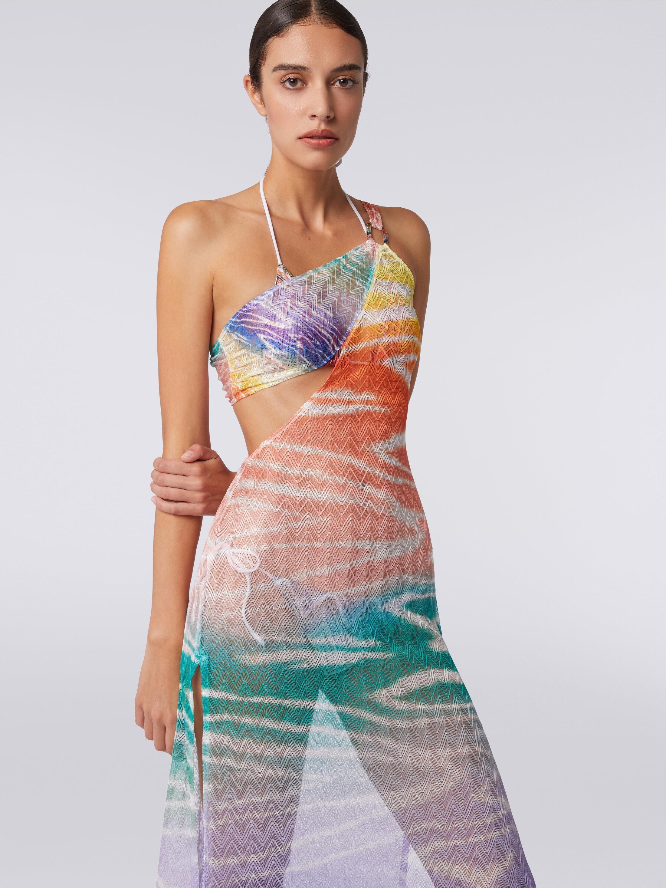 Long one-shoulder tie-dye print cover up dress Product Image