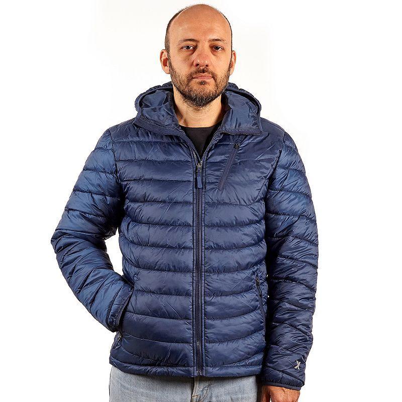 Mens Excelled Insulated Hooded Puffer Jacket Blue Product Image