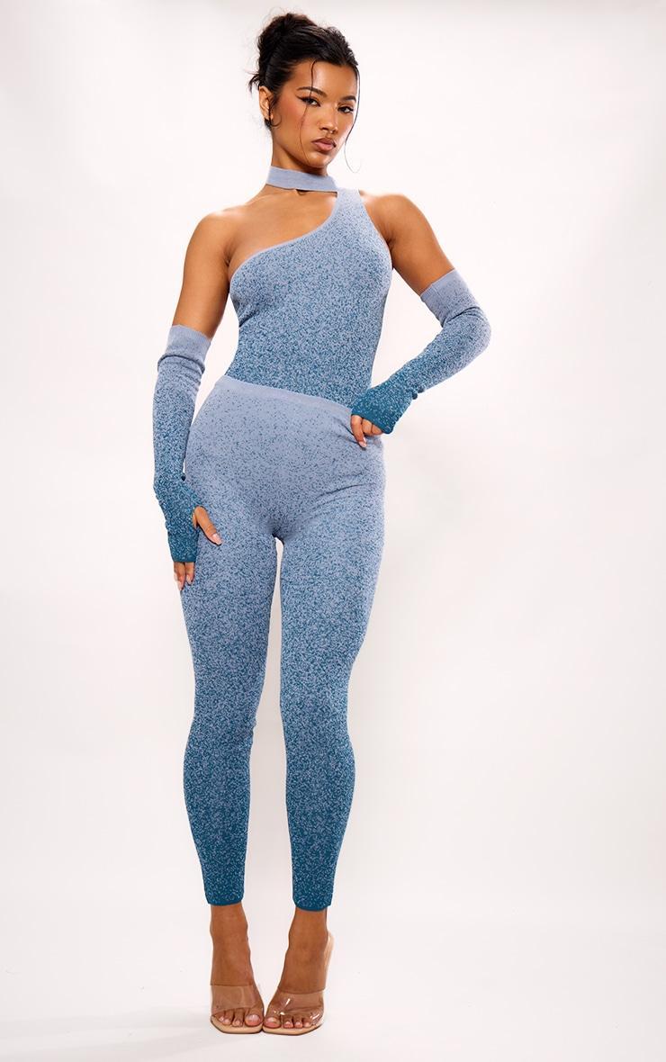 Teal Marl Knit Cut Out Leggings Product Image