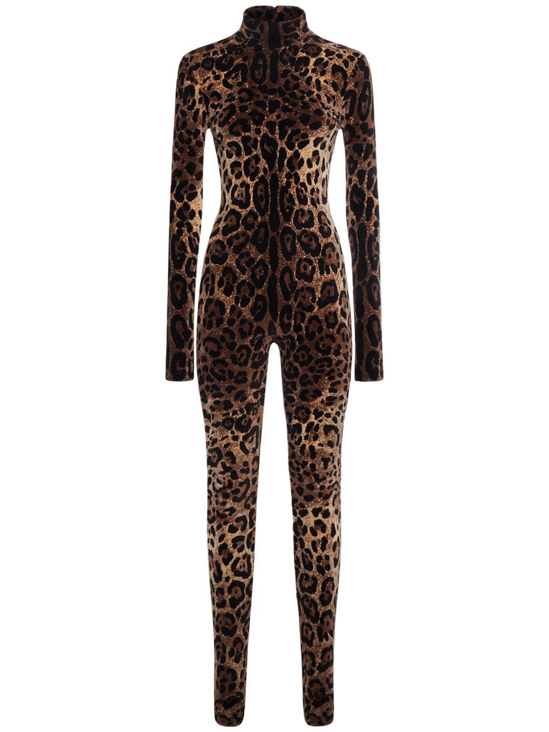 X Kim Leopard-jacquard Cotton-blend Jumpsuit In Animalier Product Image