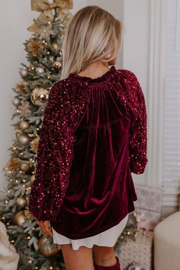 Simple & Elegant Velvet Top In Merlot Product Image