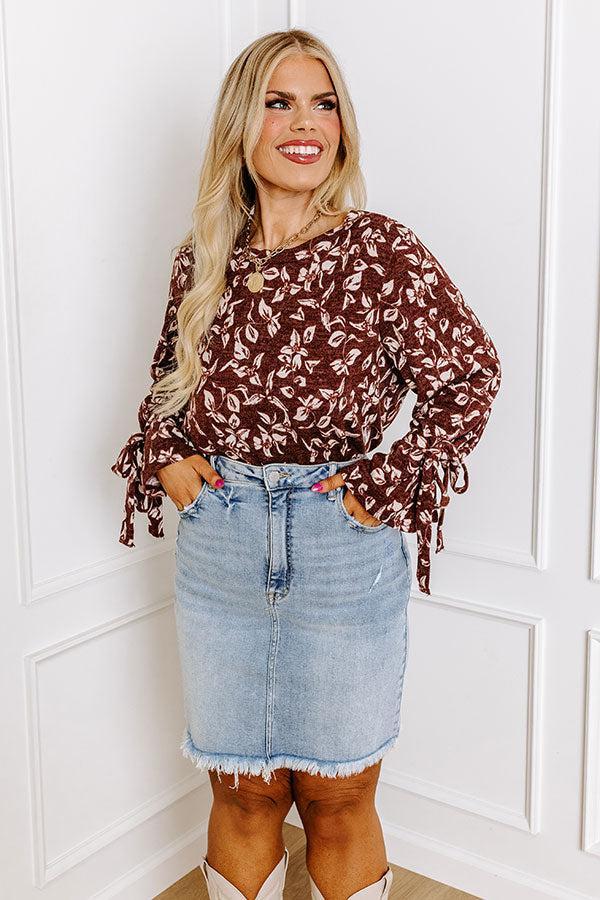 Pumpkin Patch Please Floral Shift Top In Merlot Curves Product Image