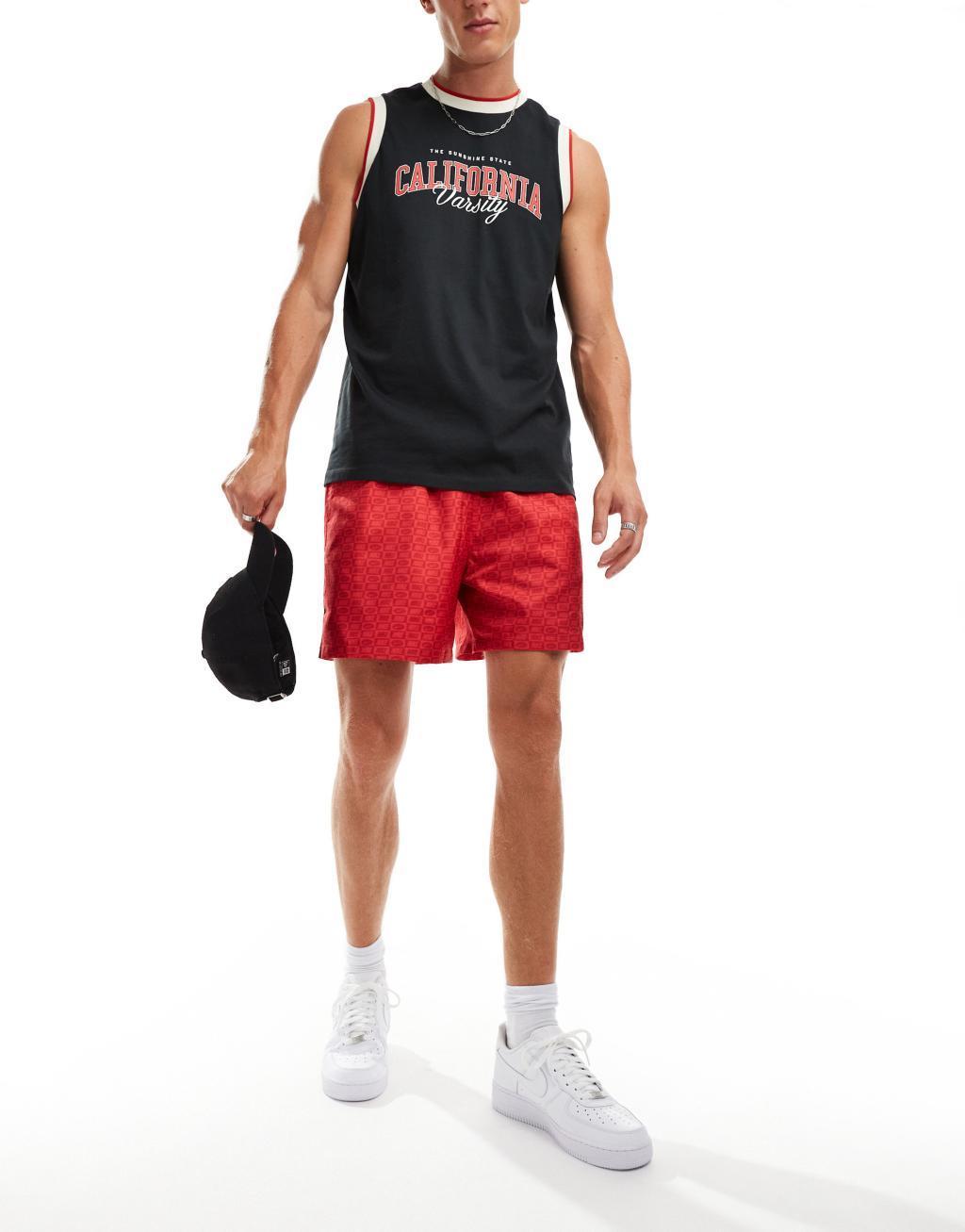 Nike Club monogram shorts in red Product Image