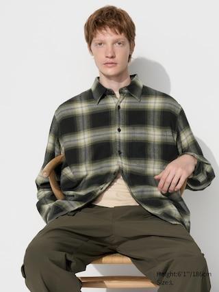 Mens Flannel Shirt Checked Green 2XS UNIQLO US Product Image