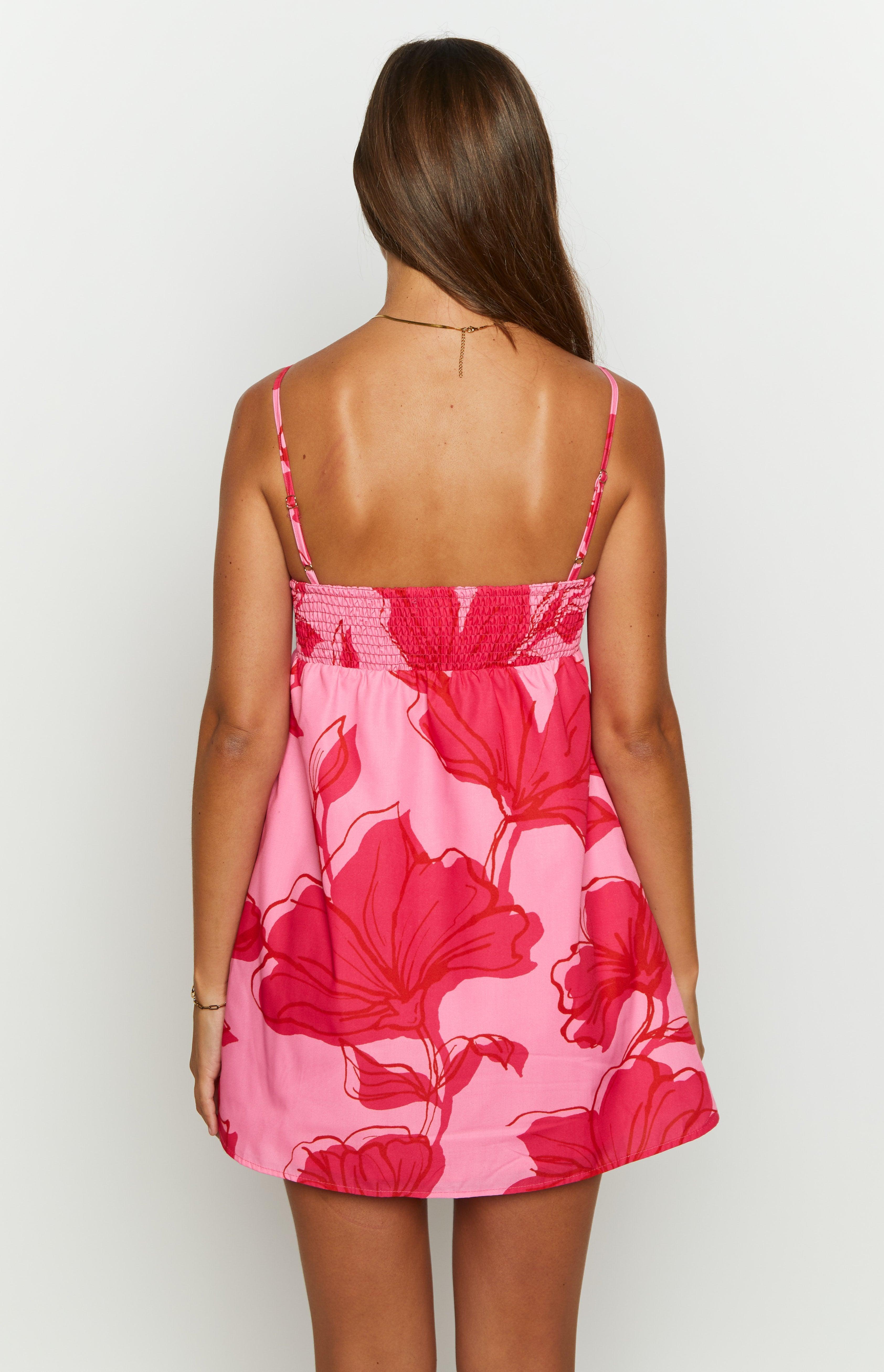 Lotus Love Affair Pink Floral Mini Dress Product Image