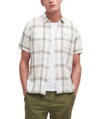 Barbour Mens Croft Short Sleeve Button-Front Tartan Pattern Shirt Product Image