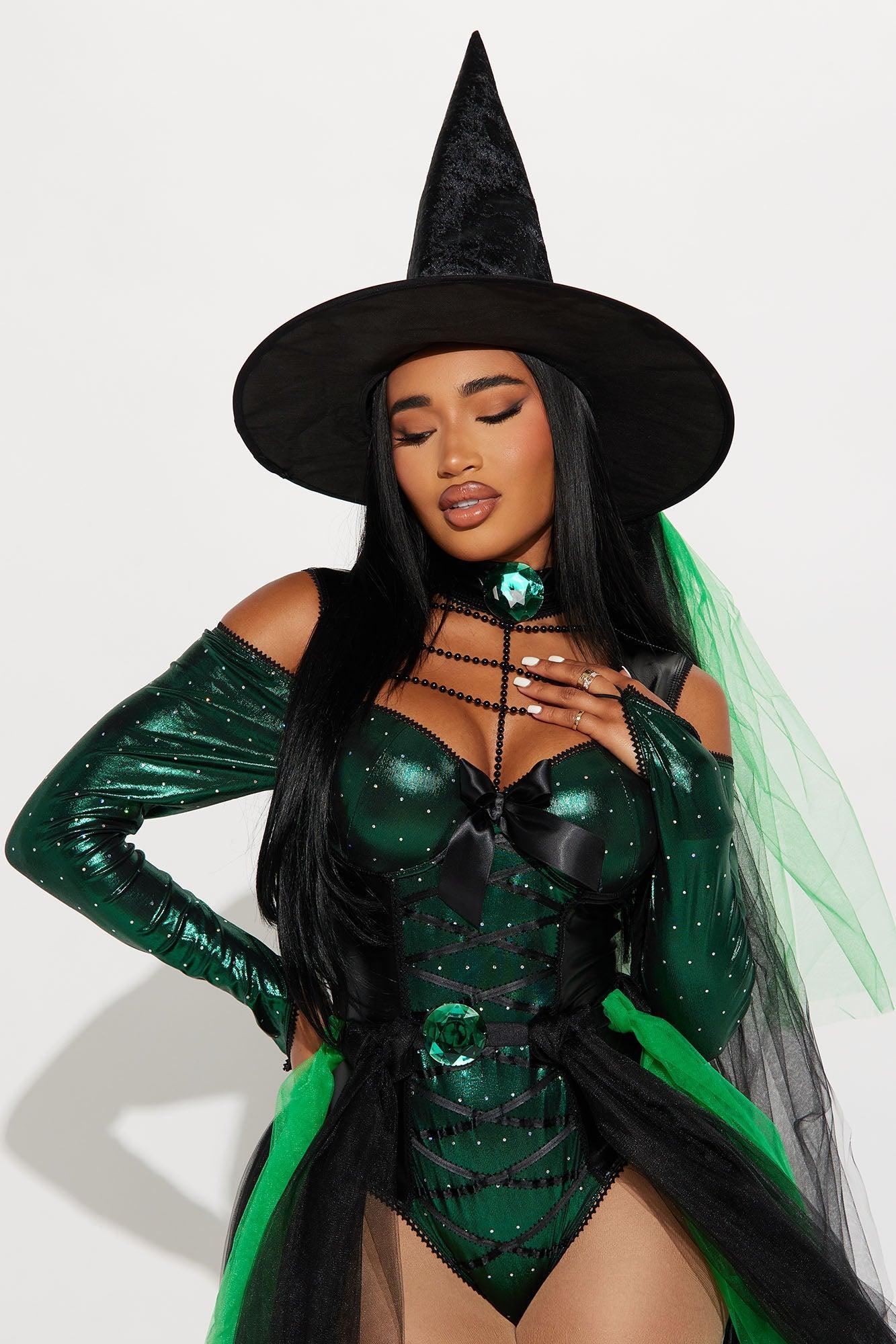 Green Emerald Witch 3 Piece Costume Set - Green/combo Product Image