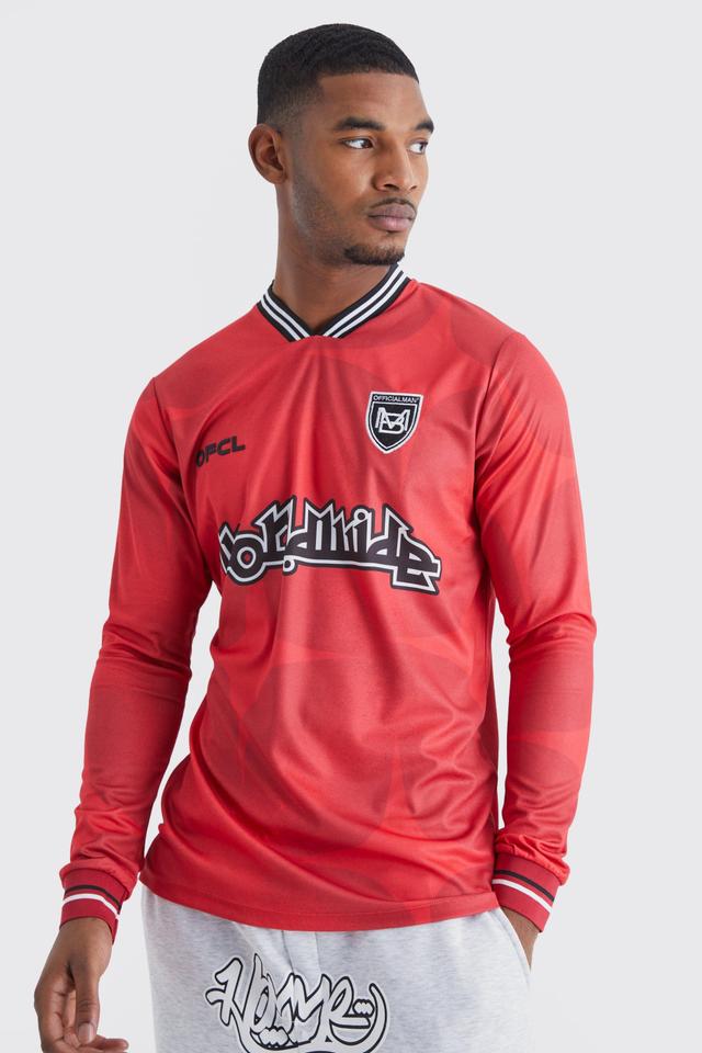 Tall Worldwide Long Sleeve Football Shirt | boohooMAN USA Product Image