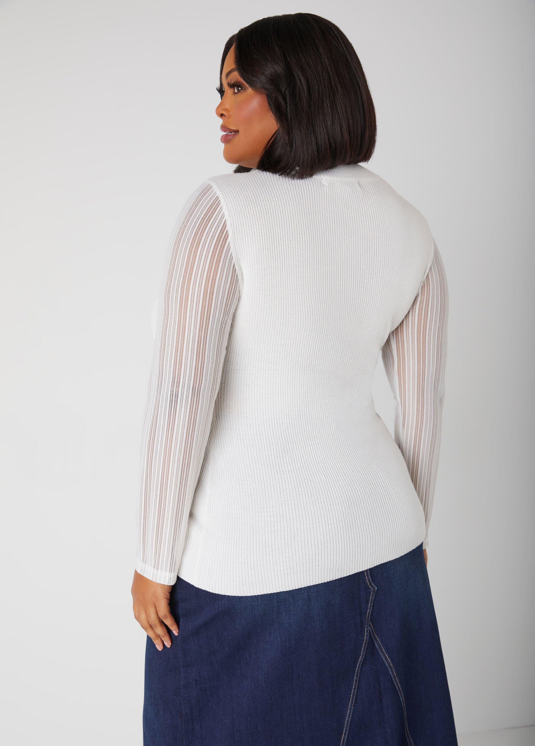 Plus Size Lurex Paneled Sweater Ashley Stewart Product Image