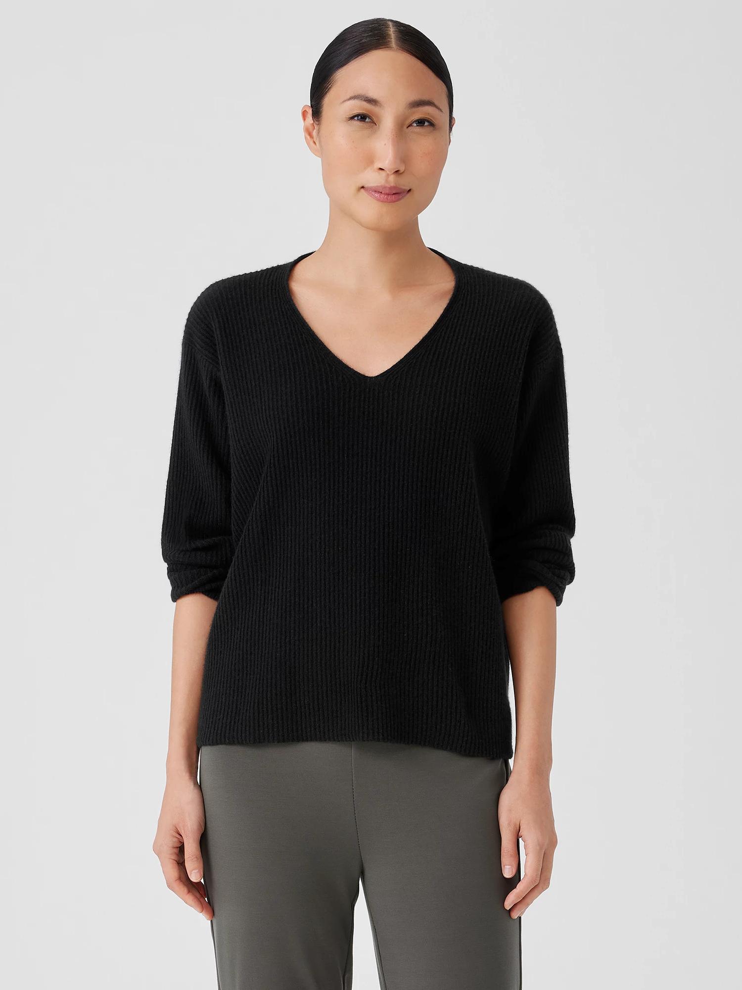 EILEEN FISHER Italian Cashmere V-Neck Topfemale Product Image