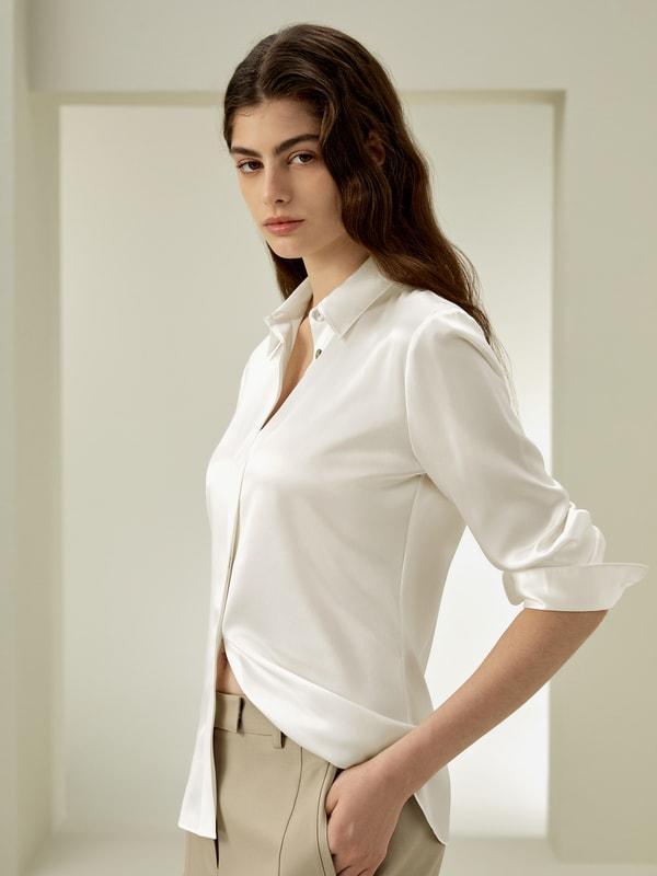 Elegant Silhouette Silk Shirt Product Image