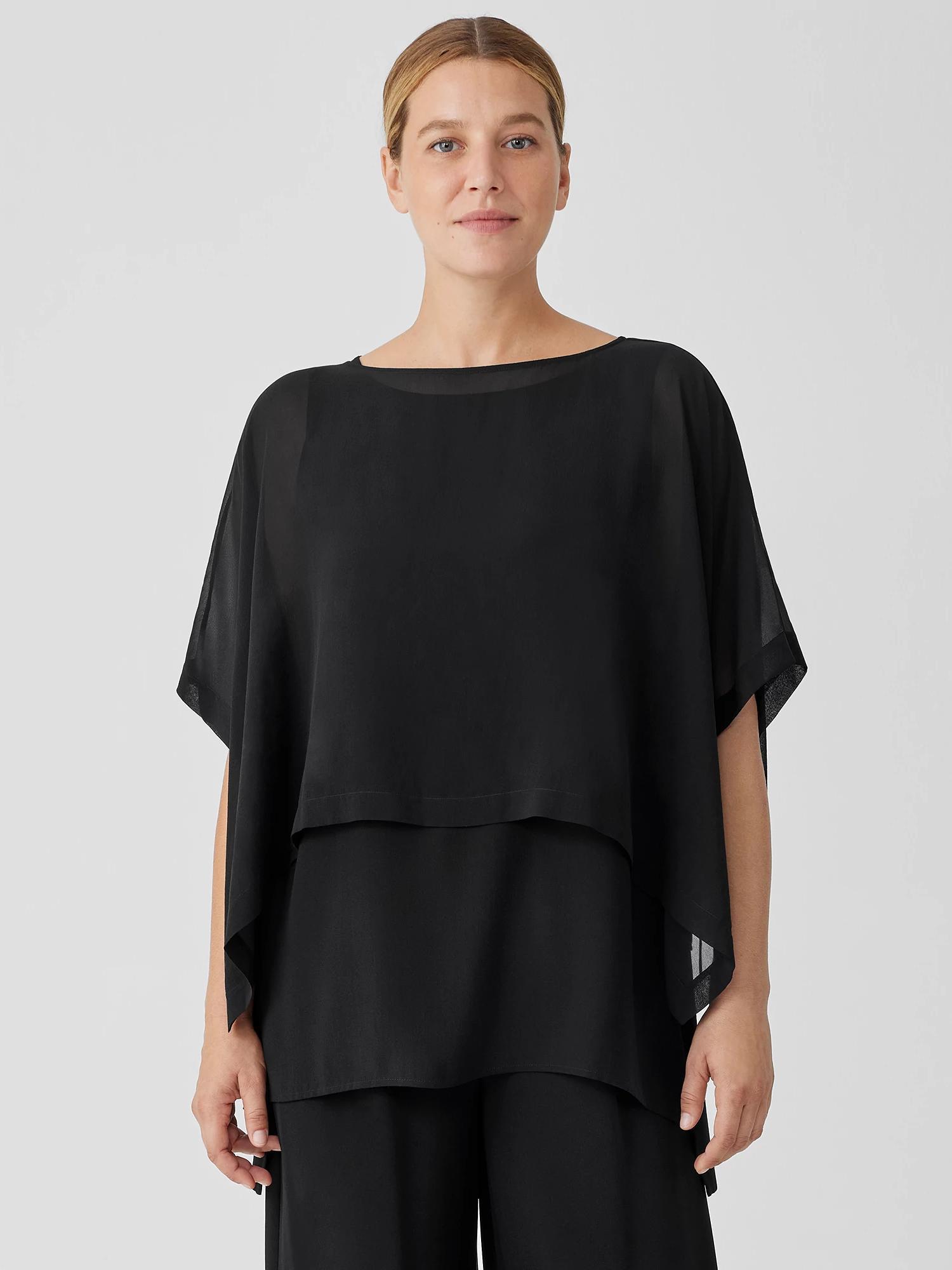 Sheer Silk Georgette Poncho Product Image