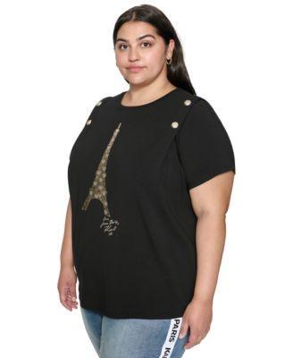 Plus Size Eiffel Button T-Shirt Product Image