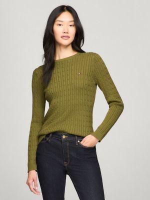 Long-Sleeve Cable Knit Sweater Product Image