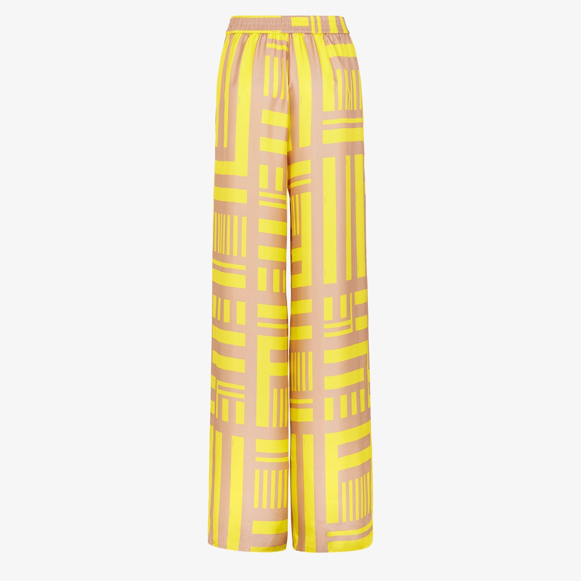 PantsGolden yellow printed silk pants Product Image