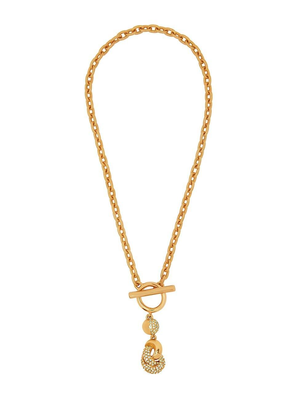 Womens Love Knot Goldtone & Glass Crystal Pendant Necklace Product Image