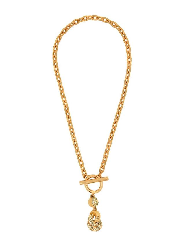 Womens Love Knot Goldtone & Glass Crystal Pendant Necklace Product Image