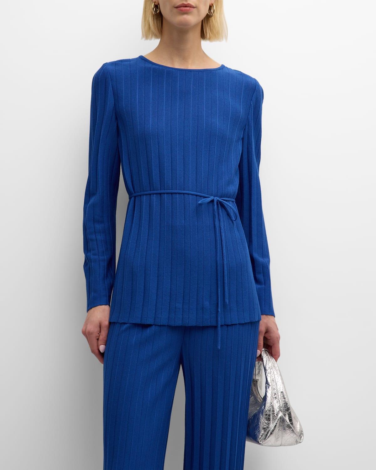 Soft Ribbed Knit Tie-Waist Tunic Product Image