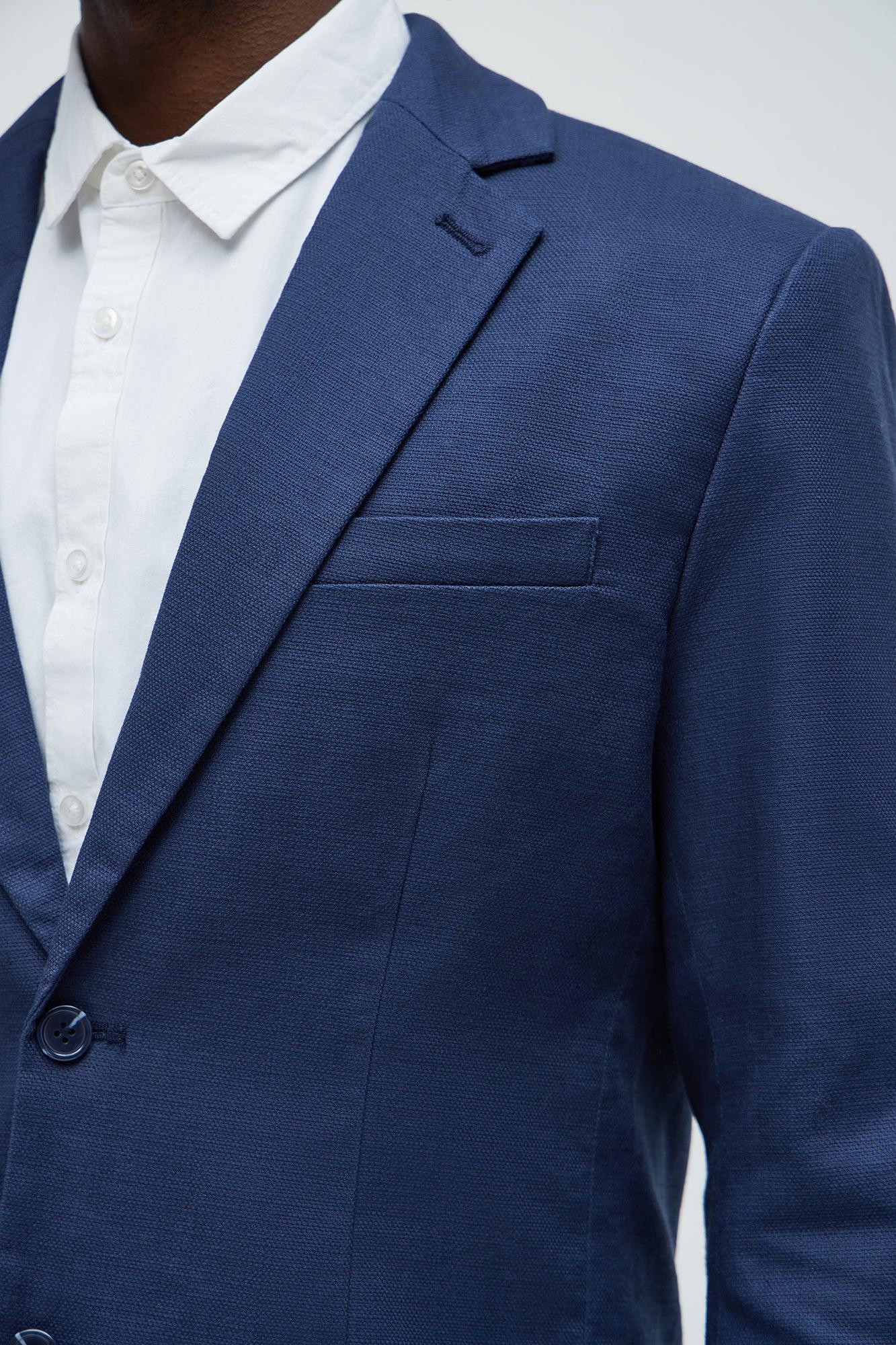 Travis Solid Texture Blazer - Navy Product Image