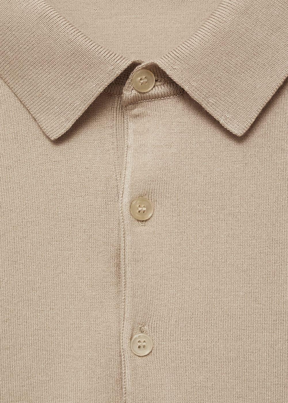 MANGO MAN - Fine-knit polo shirt beigeMen Product Image