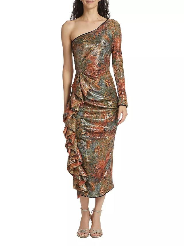 Delphi Peacock Sequin Midi-Dress Product Image