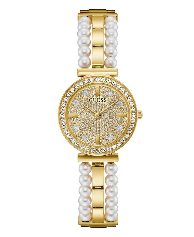 Guess Womens Gold-Tone Glitz Stainless Steel Bracelet Watch, 30mm Product Image