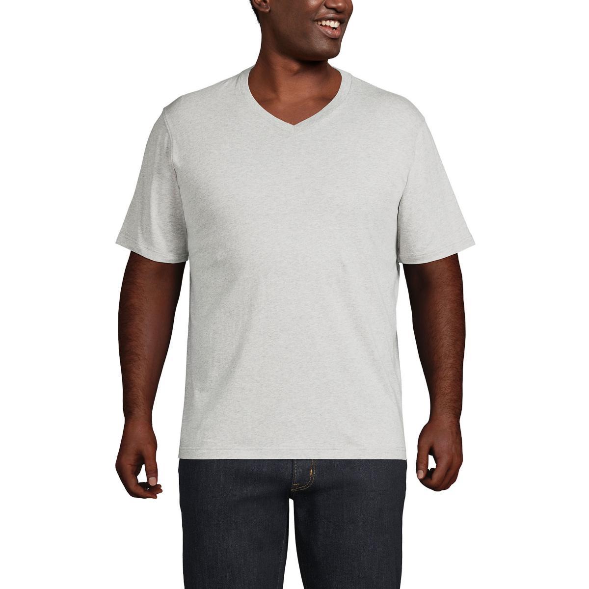 Big & Tall Lands End Super-T V-neck Tee, Mens Gray Grey Product Image