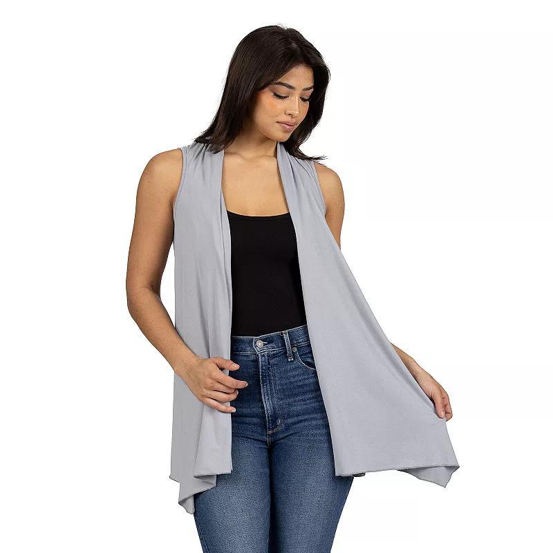 Womens 24Seven Comfort Apparel Draped Open Front Sleeveless Cardigan Vest Product Image