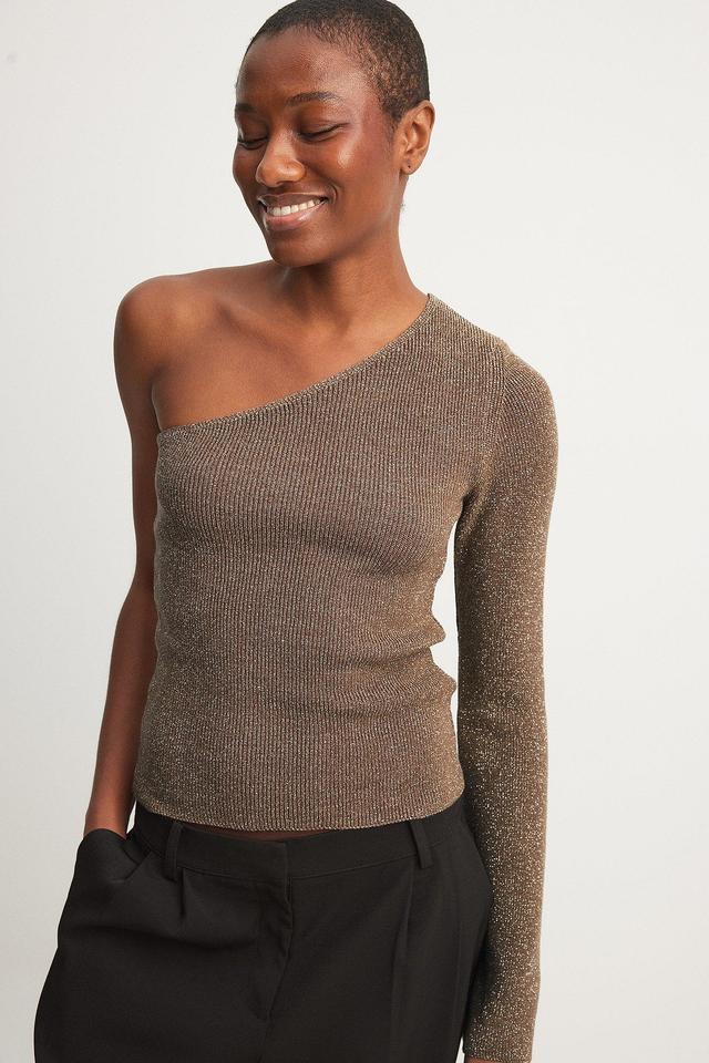 Glitter Knitted One Shoulder Top Product Image